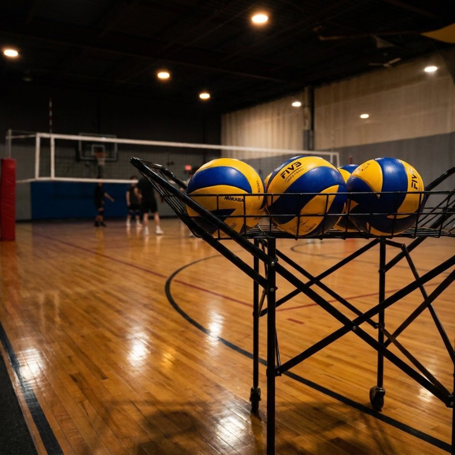 Match volleyballs on the ball cart