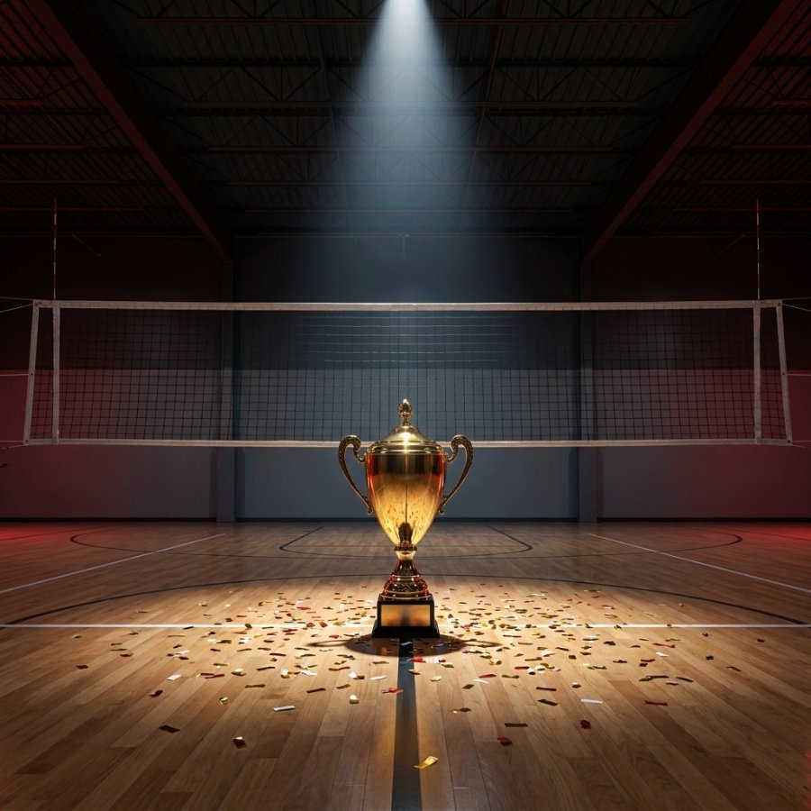 Championship trophy at the net